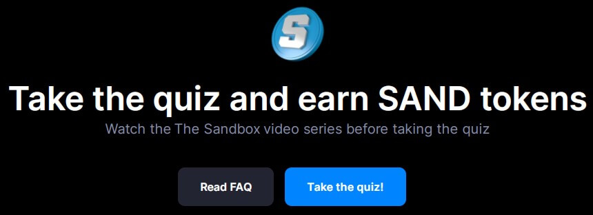 Take the quiz and earn SAND tokens