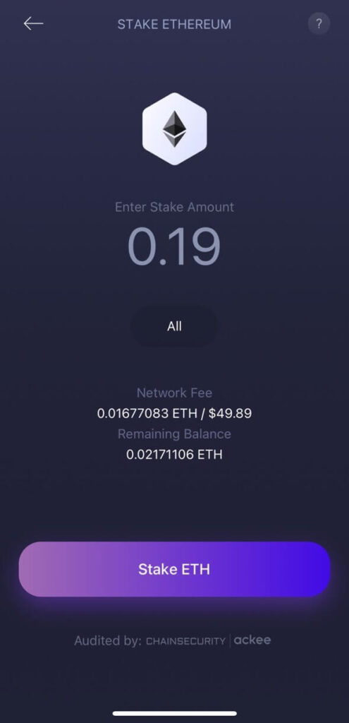 stake amount ethereum